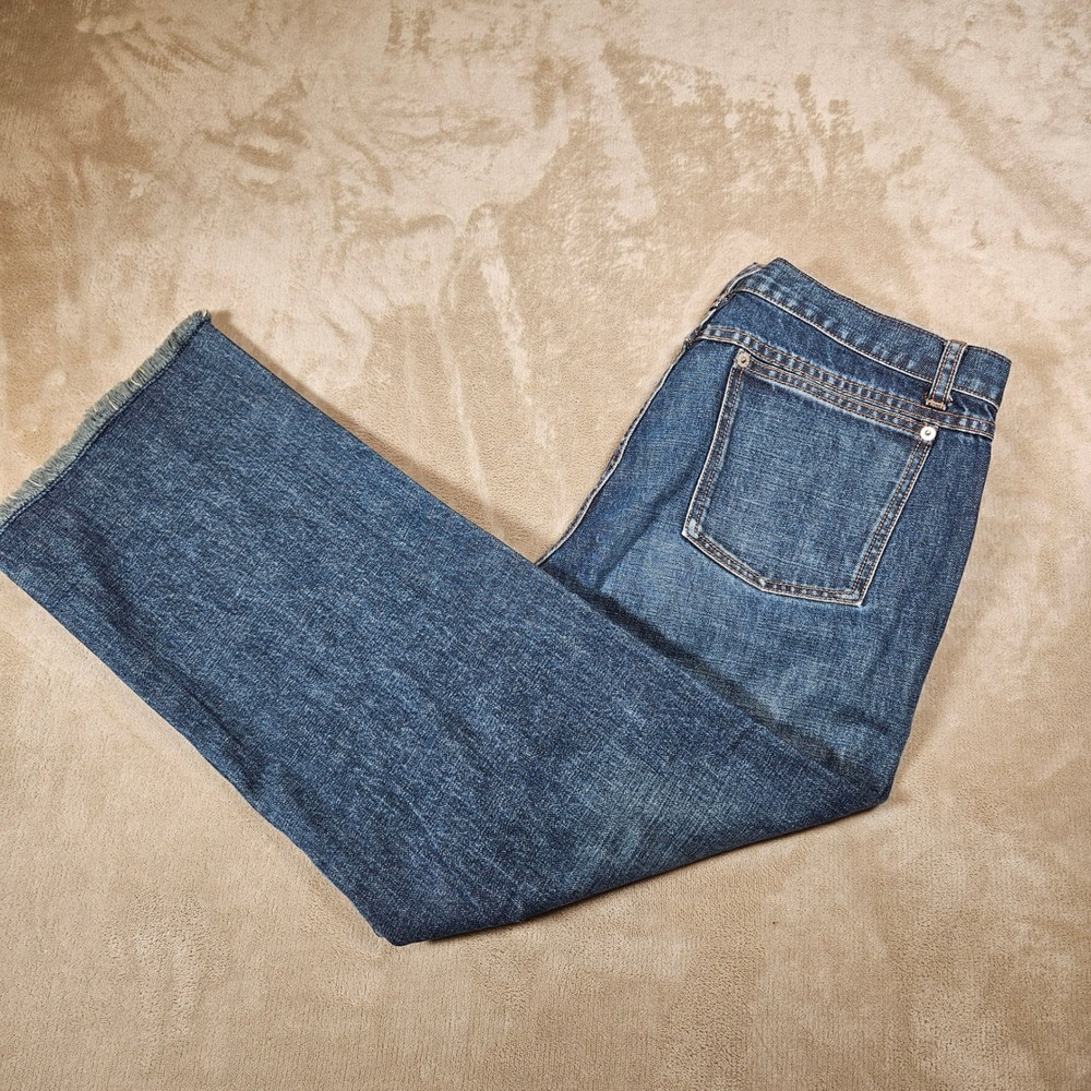 Vintage J.Crew Wide Leg Jeans Womens 10 Blue Rigid Cotton Button Fly Y2K 90s